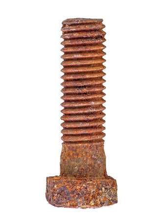Old and rusty bolt isolated on white backgroundの写真素材