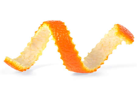 Single orange peel on a white background. Vitamine C.の写真素材