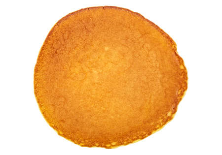 One plain pancake on a white backgroundの写真素材