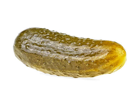 Marinated pickled cucumber isolated on white backgroundの写真素材