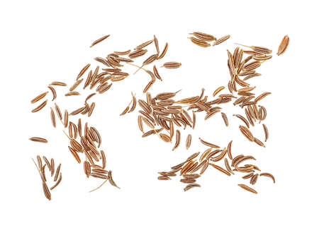 Dried cumin seeds isolated on white background