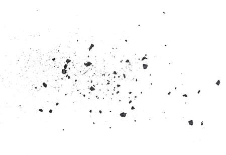 Black coal dust with fragments isolated on white background, top view.の写真素材
