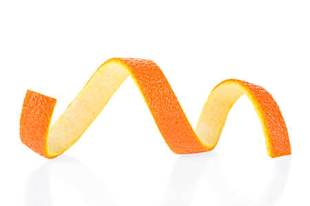 Single orange peel on a white background. Vitamin C.の写真素材