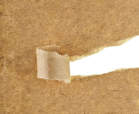 Old paper on a white background - ripped recycle paper. Pieces of torn paper on white background.