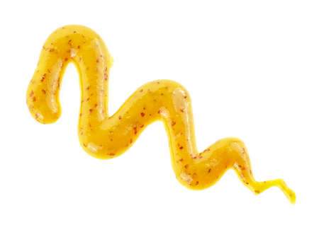 Mustard sauce on a white backgroundの写真素材