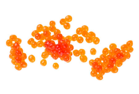 Red caviar isolated on a white background, top view.の写真素材