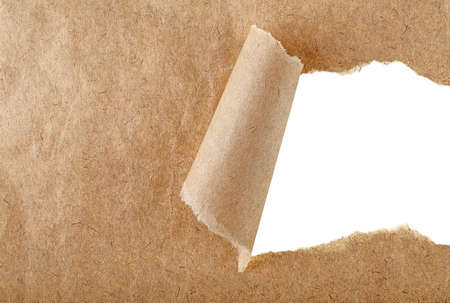 Vintage torn paper on white background with copy space for textの写真素材