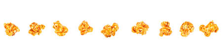 Caramel popcorn isolated on a white background, top view.の写真素材