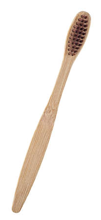 Bamboo toothbrush on a white background, top view. Eco-friendly bamboo toothbrush.
の写真素材