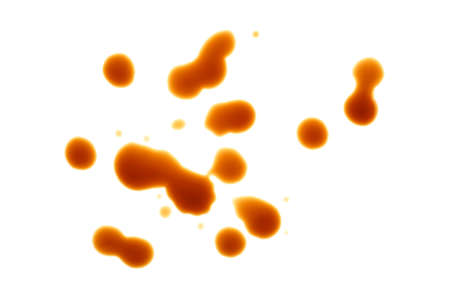 Spilled soy sauce isolated on a white background, top view. Teriyaki Sauce, Oyster Sauce or Balsamic Vinegar.の写真素材