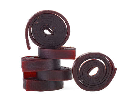 Fruit pastille isolated on a white background. Fruit roll-ups made from raspberry, apples and currant.の写真素材