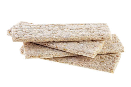 Healthy crispbread isolated on white background. Dietary concept and healthy vegetarian food.の写真素材