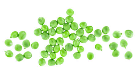 Fresh green peas isolated on a white background. Peases isolated on white.の写真素材