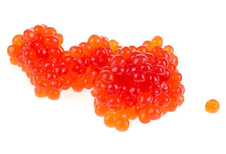 Heap of red salted caviar isolated on a white backgroundの写真素材