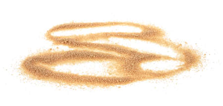 Pile brown sugar isolated on a white background. Crystals of brown cane sugar.の写真素材