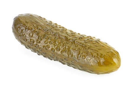 Marinated pickled cucumber isolated on a white background. Cucumbers salted pickle.の写真素材