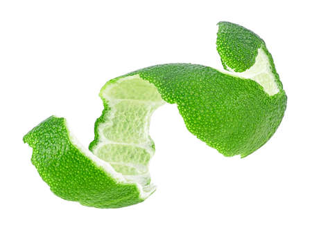 Fresh lime fruit peel isolated on a white background. Healthy food.の写真素材