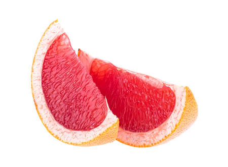 Grapefruit slices isolated on a white backgroundの写真素材