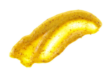 Yellow mustard sauce isolated on white background. Spicy mustard sauce.の写真素材