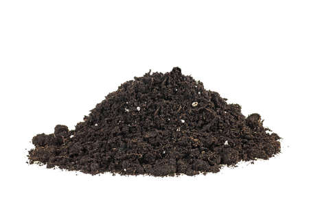 Heap of soil isolated on a white background. Pile of land.の写真素材