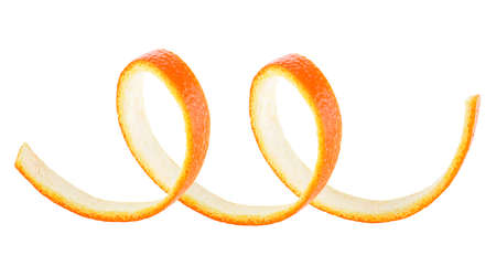 Orange skin isolated on a white background. Peeled orange.の写真素材