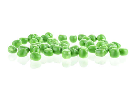 Fresh green peas isolated on a white backgroundの写真素材