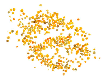 Honey bee pollen isolated on a white background, top view.の写真素材