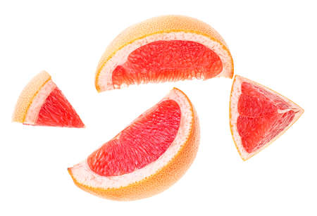 Top view of grapefruit slices isolated on a white background. Healthy food.の写真素材