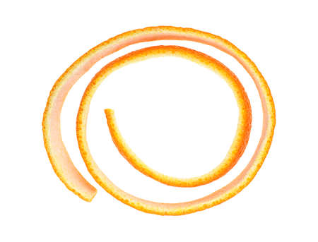 Round orange peel isolated on a white background, top view. Citrus fruit.の写真素材
