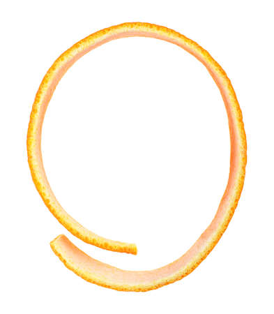 Fresh orange skin isolated on a white background, top view. Citrus fruit.の写真素材