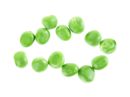 Vegetable bean - Fresh green peas isolated on a white background, top view.の写真素材