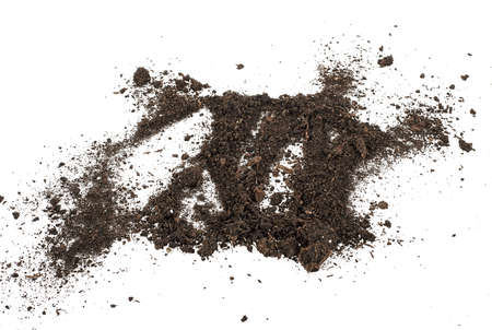 Heap of soil. Pile of soil humus isolated on a white background.の写真素材