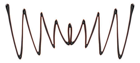 Abstract pattern made of chocolate isolated on white background. Sweet chocolate sauce.の写真素材