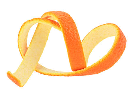 Beauty health skin concept - Single orange peel isolated on a white background. Vitamin C.の写真素材