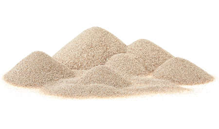 Heap of desert sand isolated on a white background. Sand dunes. Pile dry desert sand.の写真素材