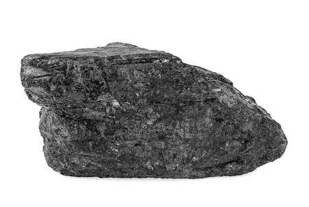 Large coal lump isolated on a white background. Piece of black coal.の写真素材