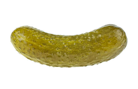 Delicious marinated pickled cucumber isolated on a white backgroundの写真素材