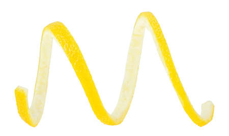 Fresh lemon peel isolated on a white background. Lemon twist. Lemon zest. Citron.の写真素材