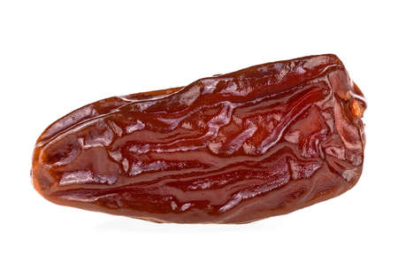 Single dried date fruit isolated on a white backgroundの写真素材