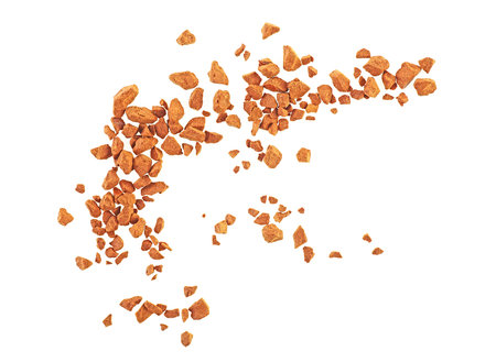 Instant coffee grains isolated on a white background, top view. Granulated coffee.の写真素材