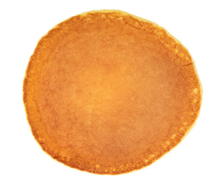 Pancake isolated on a white background, top view. One plain pancake. Dorayaki.の写真素材