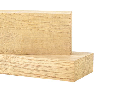 Oak wood beams isolated on a white background. Wooden blocks.の写真素材
