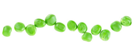 Fresh green peas isolated on a white background, top view. Vegetable bean.
