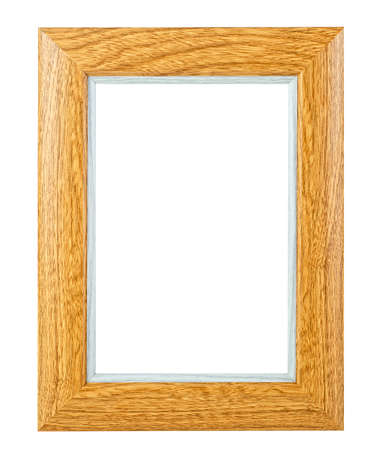Brown wooden frame isolated on a white background . Wooden brown picture frame.の写真素材