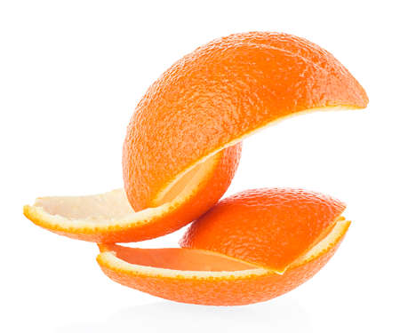 Orange skin slices isolated on a white background. Vitamin C.の写真素材