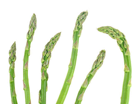 Fresh green asparagus sprouts isolated on a white background. Healthy food.の写真素材