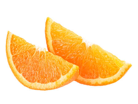 Orange fruit. Slices of fresh ripe orange isolated on a white background.の写真素材