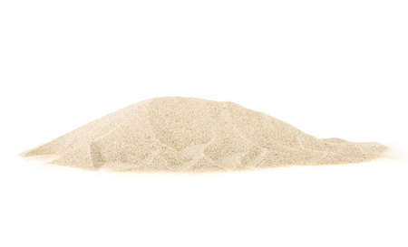 Heap of dry beach sand isolated on a white background. Sand dunes.の写真素材