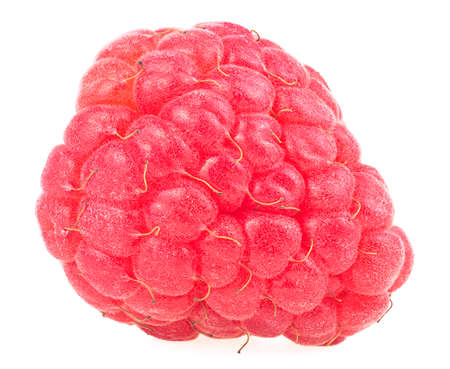 Fresh ripe raspberry isolated on a white background, close up. Sweet raspberry.の写真素材