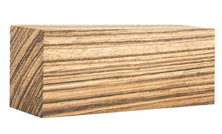 Wooden bar isolated on a white background. Zebrano, an exotic wood species.の写真素材